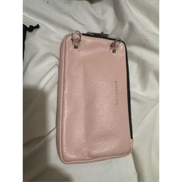 Bandolie donna iPhone 13 case & pink leather crossbody /belt/strap set w/pouch